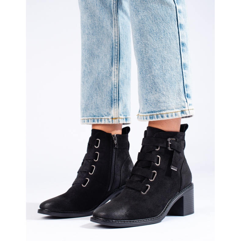 Botín mujer tacón negro 1