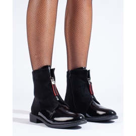 Botines negros clásicos con tacón plano 2