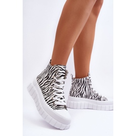 PS1 Zapatillas Altas Mujer Estampado Cebra Blanco Florensi 5