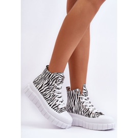 PS1 Zapatillas Altas Mujer Estampado Cebra Blanco Florensi 3