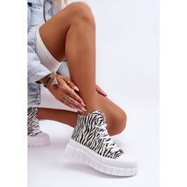 PS1 Zapatillas Altas Mujer Estampado Cebra Blanco Florensi 1