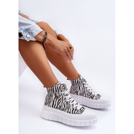 PS1 Zapatillas Altas Mujer Estampado Cebra Blanco Florensi 2