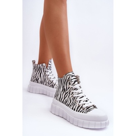 PS1 Zapatillas Altas Mujer Estampado Cebra Blanco Florensi 7
