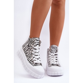 PS1 Zapatillas Altas Mujer Estampado Cebra Blanco Florensi 4