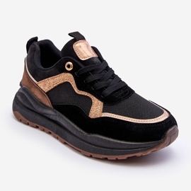 Zapatos Deportivos De Mujer De Cuero De Moda Negro Calarene 1