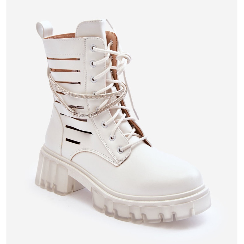 Botas Worker De Moda Con Raya Decorativa White Rocky blanco 1