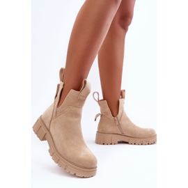 Botas Worker Con Recortes Heaven Beige Claro 6