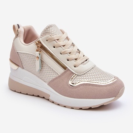 PG1 Zapatillas Mujer Con Cuña Beige Y Blanco Sivan 1 PG1 Zapatillas Mujer Con Cuña Beige Y Blanco Sivan 1