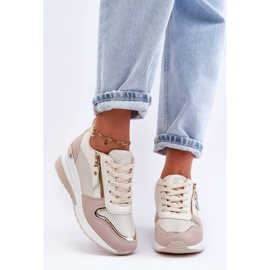 PG1 Zapatillas Mujer Con Cuña Beige Y Blanco Sivan 3