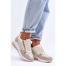 PG1 Zapatillas Mujer Con Cuña Beige Y Blanco Sivan 2