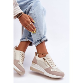 PG1 Zapatillas Mujer Con Cuña Beige Y Blanco Sivan 6