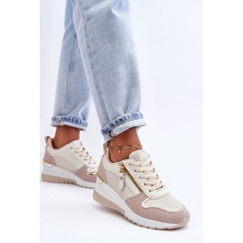PG1 Zapatillas Mujer Con Cuña Beige Y Blanco Sivan 5