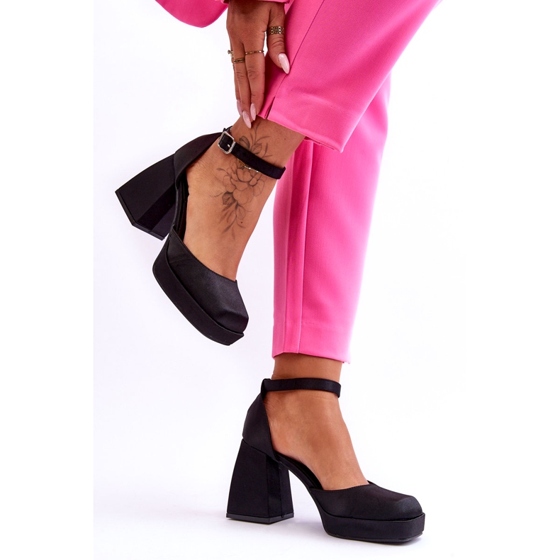 PA1 Bombas de moda en tacones masivos negro sandia 2