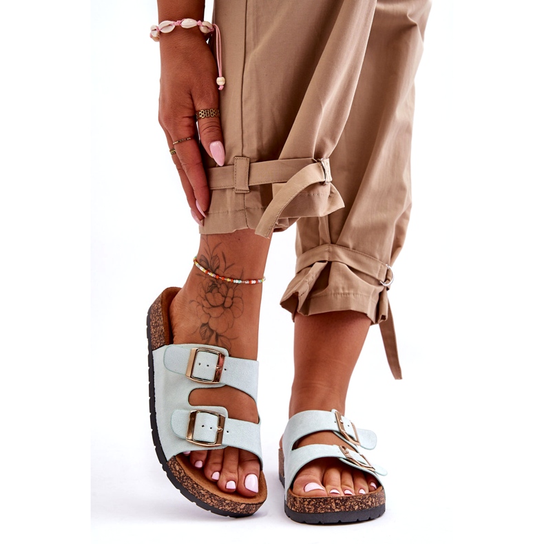 MSMG Sandalias De Mujer Sin Cordones Cortina Mint verde 4