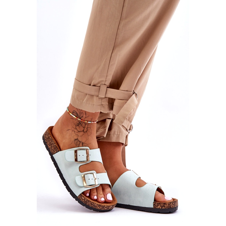 MSMG Sandalias De Mujer Sin Cordones Cortina Mint verde 3