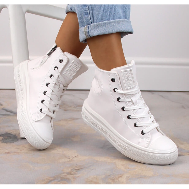 Zapatillas blancas con aislamiento Big Star MM274021 con cordones y cremallera blanco 1