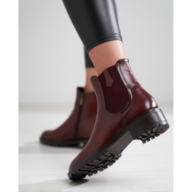Botines Chelsea bajos Shelovet fabricados en piel ecológica rojo 1