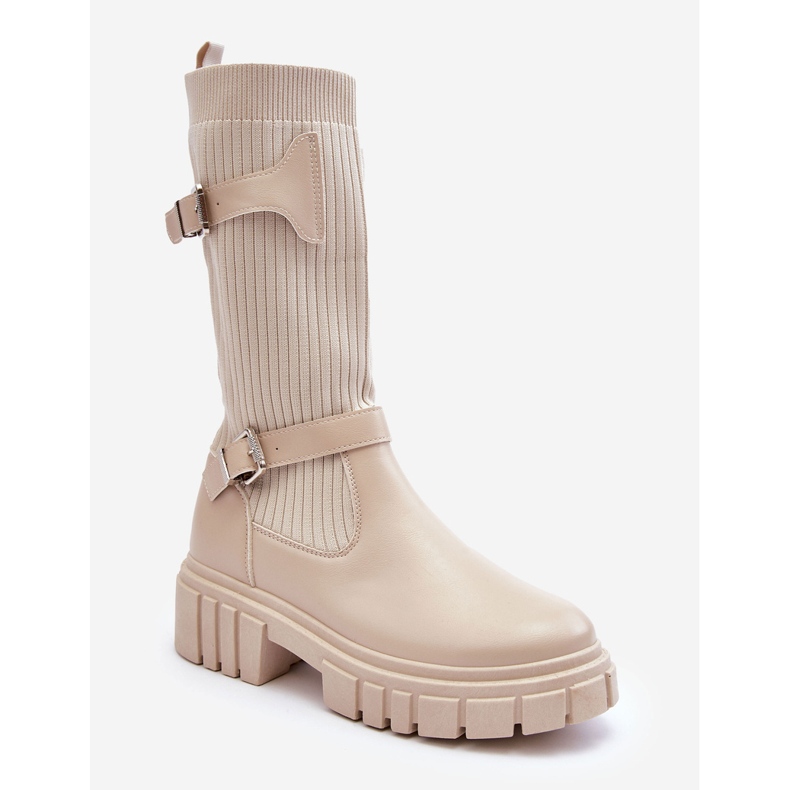 Botas Calcetín Mujer Beige Abroze 1