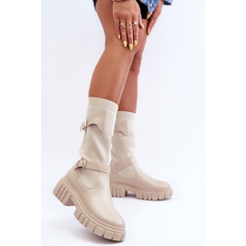 Botas Calcetín Mujer Beige Abroze 4