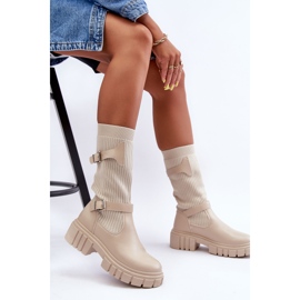 Botas Calcetín Mujer Beige Abroze 7