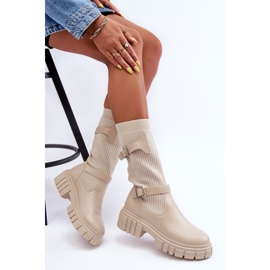 Botas Calcetín Mujer Beige Abroze 8