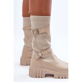 Botas Calcetín Mujer Beige Abroze 6