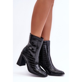 Botas Altas Piel Estampado Serpiente Negro Kornell 3