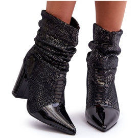 Botas Tacón Serpiente Arrugada Casima Negro 8