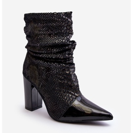 Botas Tacón Serpiente Arrugada Casima Negro 1 Botas Tacón Serpiente Arrugada Casima Negro 1