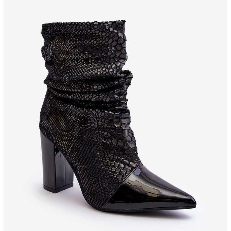 Botas Tacón Serpiente Arrugada Casima Negro 1