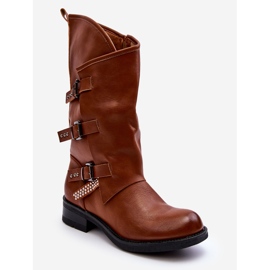 Botas Mujer Piel Tacón Plano Nyreo Marrón 1