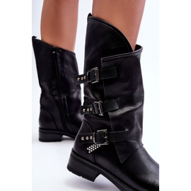 Botas Mujer Piel Tacón Plano Nyreo Negro 8