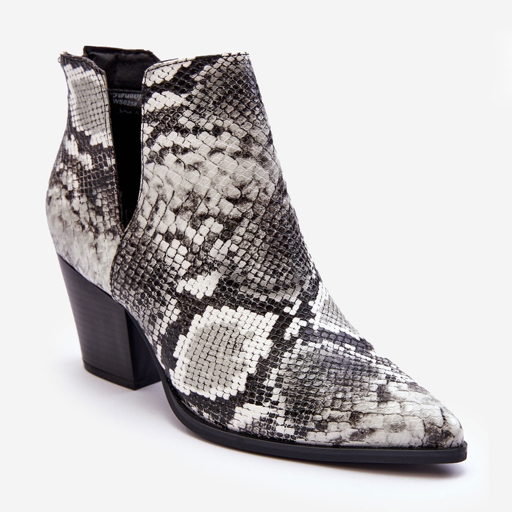 Botas De Mujer Con Corte De Serpiente En Blanco Y Negro Caderina 1