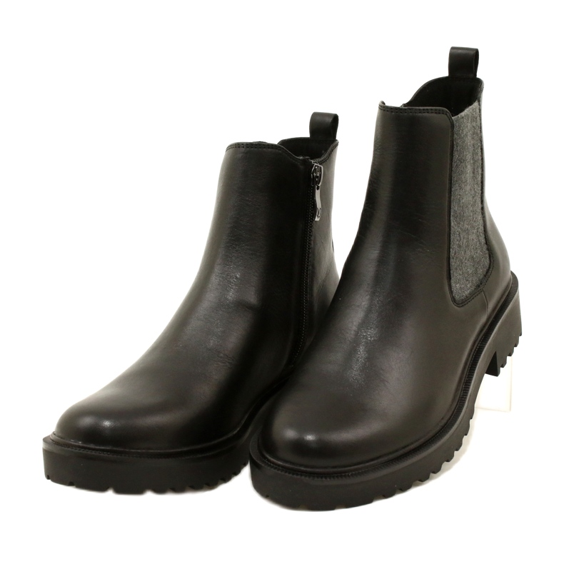 Caprice Botas de cuero para mujeres en el fondo de fondo más grueso 9-25419-41 022 Negro 3