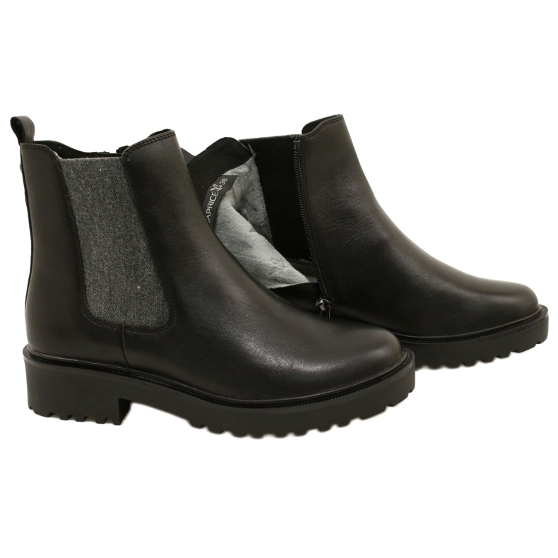 Caprice Botas de cuero para mujeres en el fondo de fondo más grueso 9-25419-41 022 Negro 5