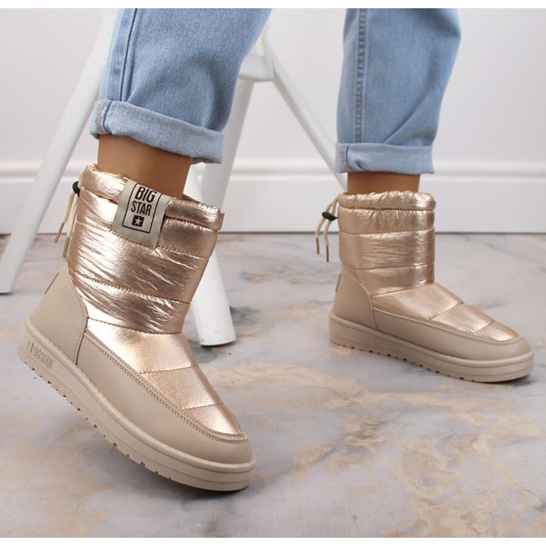 Botas de nieve metalizadas Big Star W INT1589D beige dorado 2