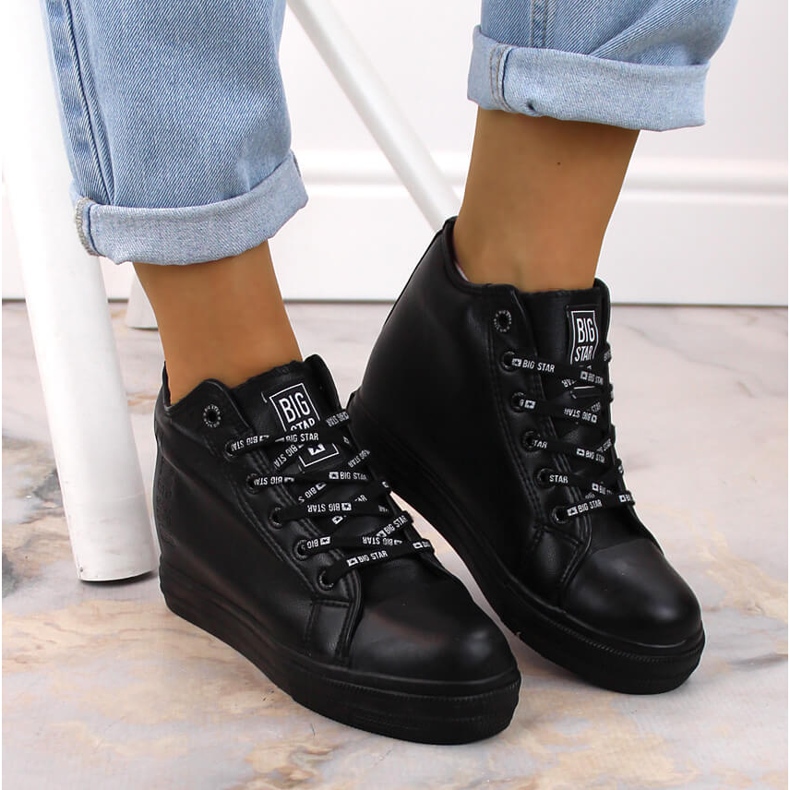 Deportivas negras mujer Cuña Big Star EE274127 negro 1