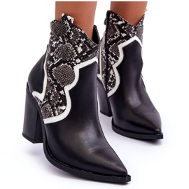 Botas Cowboy Mujer Serpiente Blanco Y Negro Leara 11