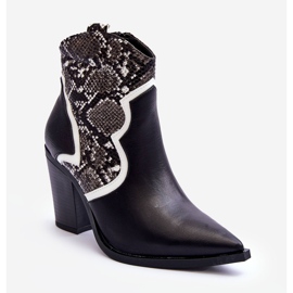 Botas Cowboy Mujer Serpiente Blanco Y Negro Leara 3