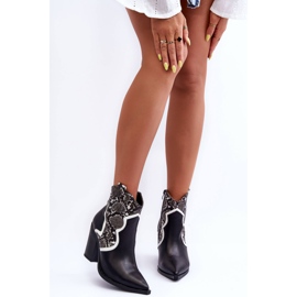 Botas Cowboy Mujer Serpiente Blanco Y Negro Leara 6