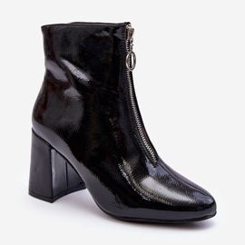 Botas Lacadas Con Cremallera Decorativa Negro Sevil 4