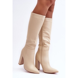 WS1 Elegantes Tacones Altos Piel Beige Eudonice 4