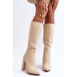 WS1 Elegantes Tacones Altos Piel Beige Eudonice 5