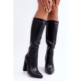 Elegantes Tacones Altos De Piel Negro Eudonice 2