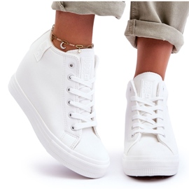 Mujer Wedge Leather Big Star Sneakers MM274002 Blanco 12