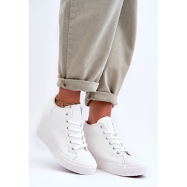 Mujer Wedge Leather Big Star Sneakers MM274002 Blanco 5