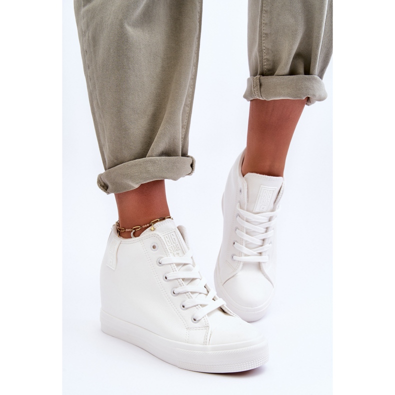 Mujer Wedge Leather Big Star Sneakers MM274002 Blanco 1
