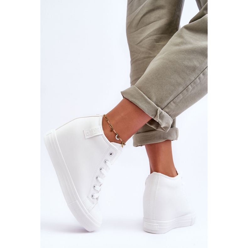 Mujer Wedge Leather Big Star Sneakers MM274002 Blanco 2