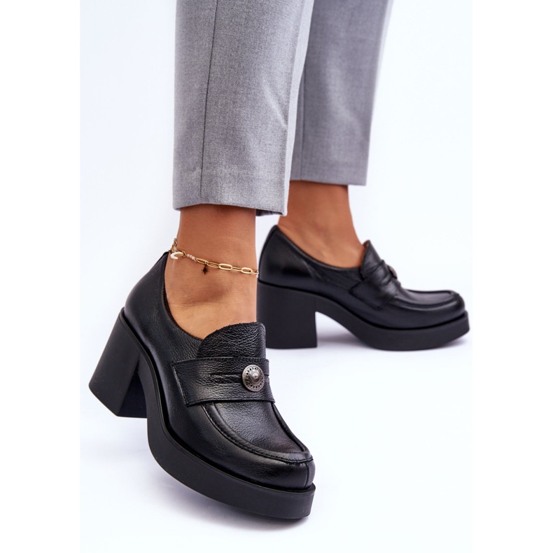 Lemar Zapatos Mujer Piel Con Tacón Negro Dunadia 1