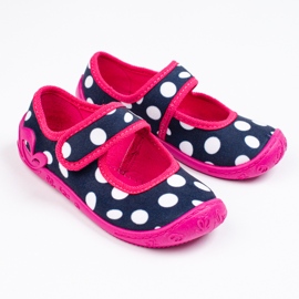 Pantuflas Shelovet de lunares para niña rosa 1